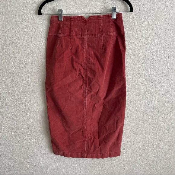 Free People We the Free Corduroy Zipper Front Skirt in Poppy Red - Picture 5 of 7